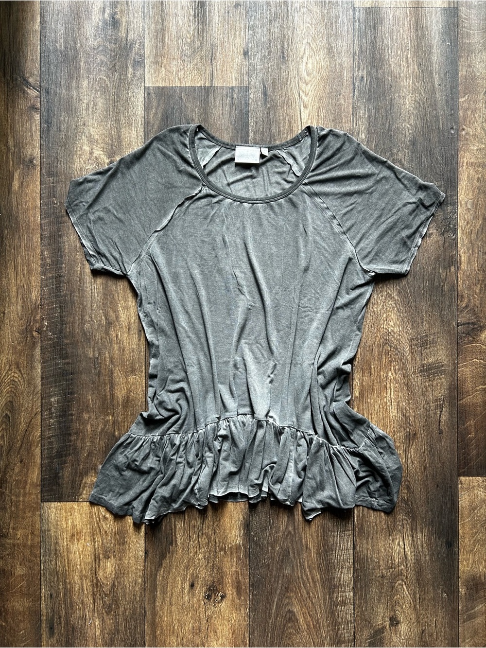 Acid Washed Ruffle Tunic
